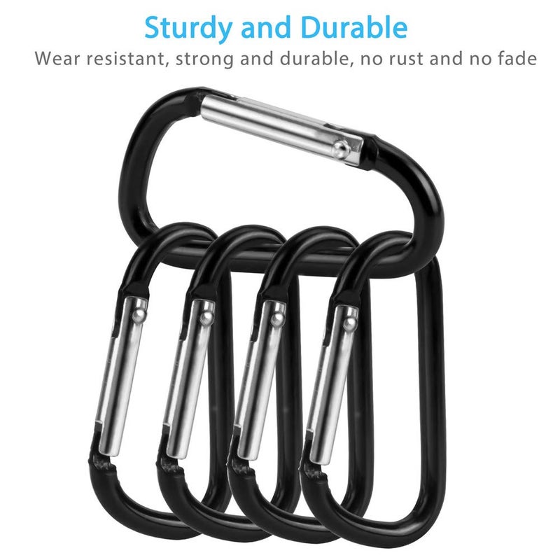 FJCTER 20PCS Mini 1.85"/4.7CM Aluminum Carabiners with 10PCS Nickel Metal Key Rings Lightweight D Shape Keychain Clips Small Multipurpose Carabiner Buckles for Indoor Outdoor Use - Image 5